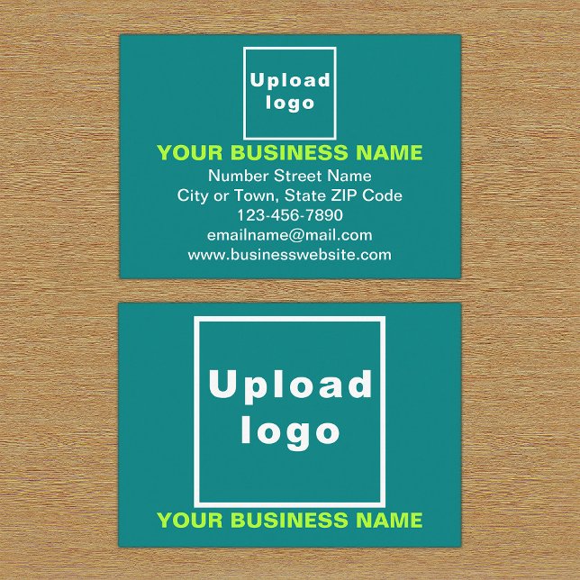 Markenbezeichnung für Aquamarines grünes Rechteck Begleitkarte (Front and back sides of teal green enclosure card with your business brand.)