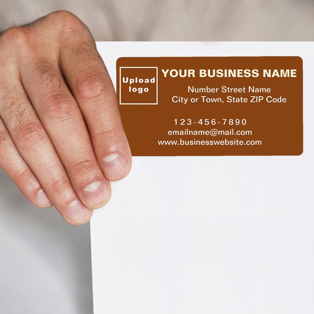 Markenbezeichnung für braune Versandmarke (Brown shipping label with your business brand)