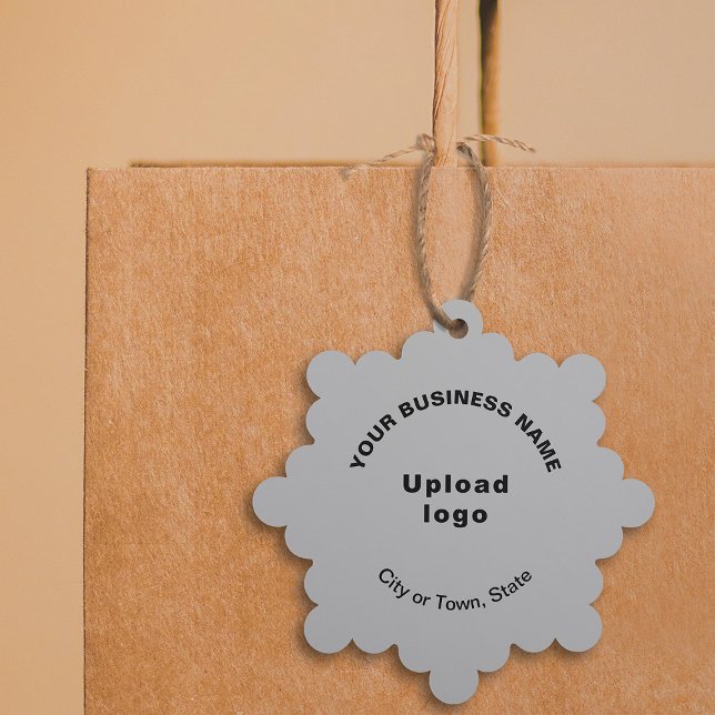 Markenbezeichnung für graues Snowflake-Shape-Papie Ornament Karte (Your business brand on gray snowflake shape paper ornament card.)