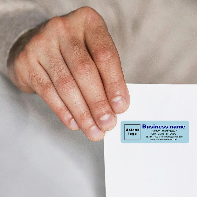Markenbezeichnung für hellblaue Rücksendeadresse (Light blue return address label with your business brand)
