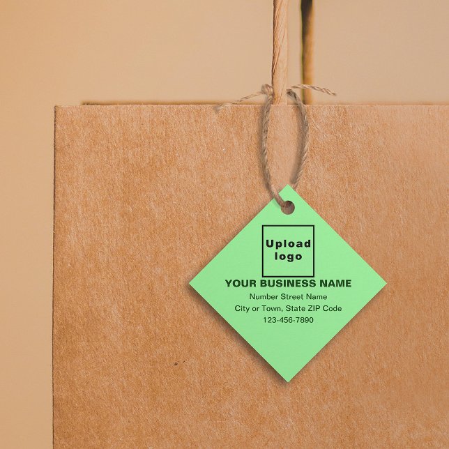 Markenbezeichnung für hellgrüne Diamantform Geschenkanhänger (Build brand name awareness. Your business brand on light green diamond shape tag.)