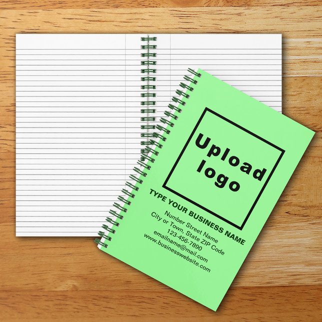 Markenbezeichnung für hellgrünes SpiralNotebook Notizbuch (Your business brand on light green spiral notebook. Notebook to build brand name awareness.)