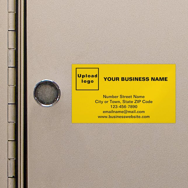 Markenbezeichnung für kleine gelbe Magnetkarte Magnetische Visitenkarte (Yellow magnetic business card with your business brand)