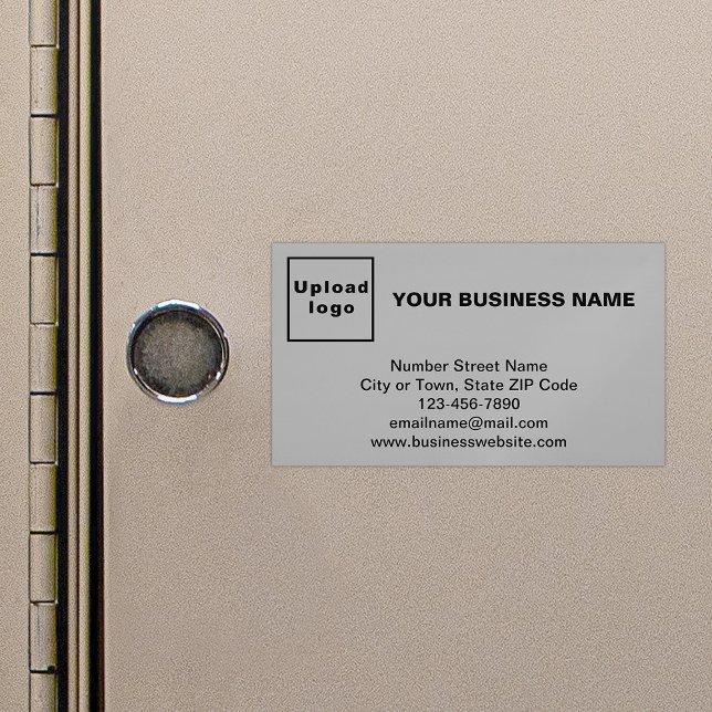 Markenbezeichnung für kleine graue Magnetkarte Magnetische Visitenkarte (Gray magnetic business card with your business brand)