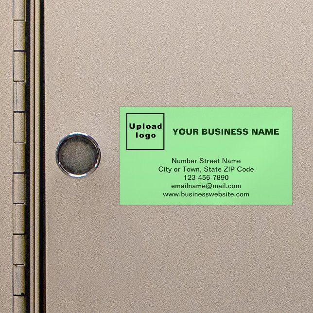 Markenbezeichnung für kleine, hellgrüne Magnetkart Magnetische Visitenkarte (Light green magnetic business card with your business brand)