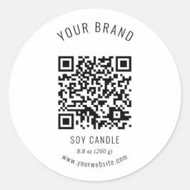 Markenbezeichnung für neutrales schwarzes QR-Zeich Runder Aufkleber