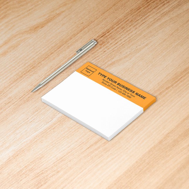 Markenbezeichnung für "Orange Heading of Rectangle Post-it Klebezettel (Build brand name awareness. Your business brand on orange color heading of rectangle sticker.)
