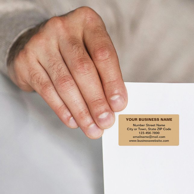Markenbezeichnung für schlichte Textverarbeitung a Adressaufkleber (Light brown address label with your business brand in plain text)