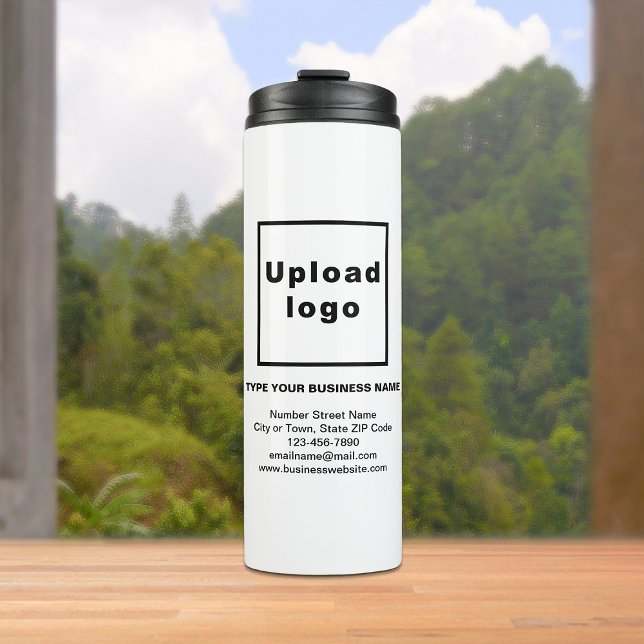 Markenbezeichnung für Wärmespeicher Thermosbecher (Build brand name awareness. Your business brand on white thermal tumbler.)