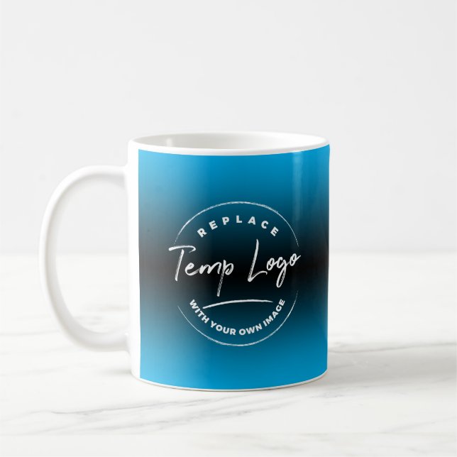 Markenbezeichnung mit Ihrem Firmenlogo, Blue Ombre Kaffeetasse (Links)