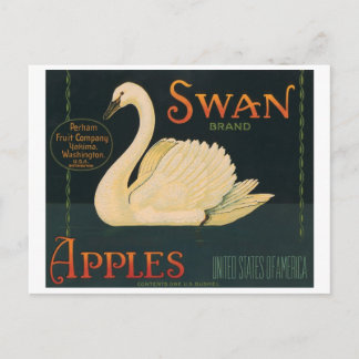 Markenbezeichnungen Swan Äpfel Vintag Crate Label Postkarte