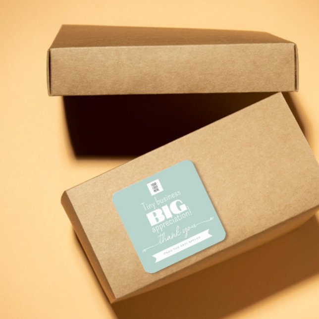 Markenfarbe Tiny Business Big Appreciation Logo Quadratischer Aufkleber (Von Creator hochgeladen)