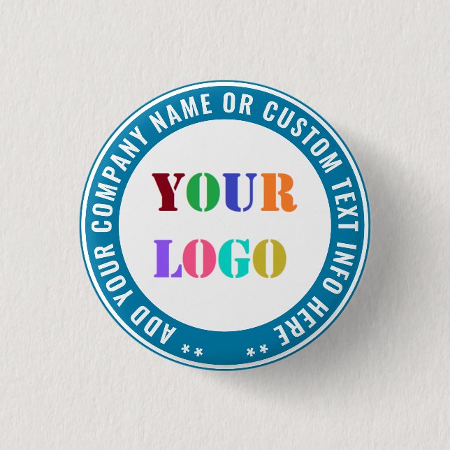 Markenlogo und Text Geschäft Promotions-Button Button (Vorderseite)