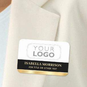 Markenmitarbeiter Namensschild Schwarz Gold Magnet