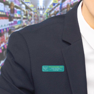 Markenname Aquamarin Long Rectangle Namensschild
