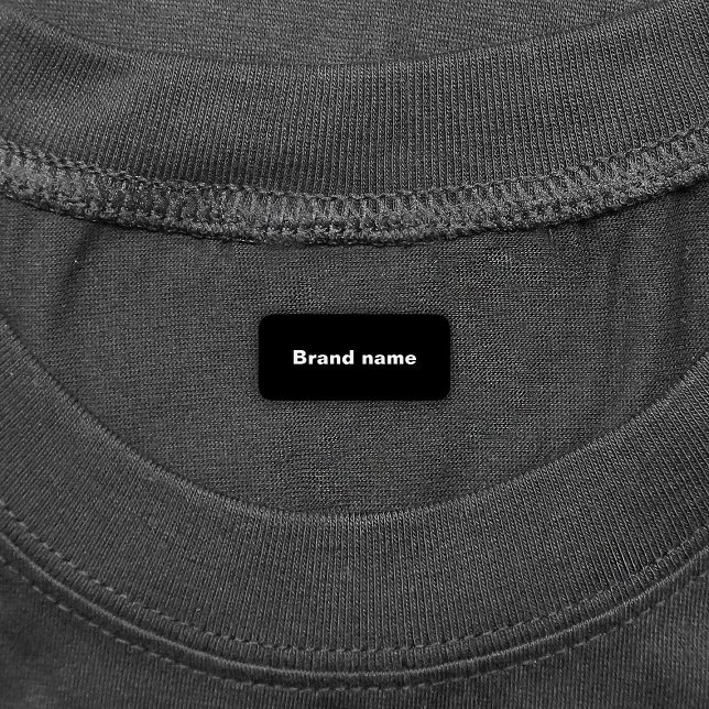 Markenname auf der schwarzen Rechteck-Kleidung Etiketten (Black rectangle clothing label with your brand name)