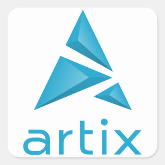 Markenname des Artix-Logos (vertikale, weiße Hinte Quadratischer Aufkleber