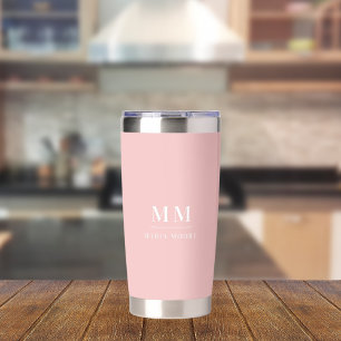 Markenname für benutzerdefinierte Monogramm, Rosa, Thermobecher