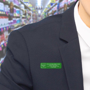 Markenname Green Long Rectangle Namensschild