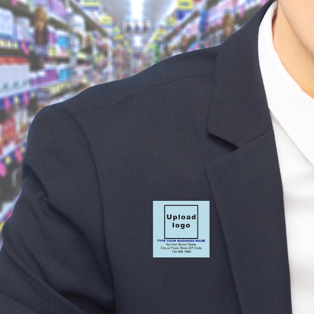 Markenname Light Blue Square Namensschild (Build brand name awareness. Your business brand on light blue square name tag.)