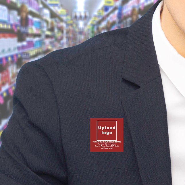 Markenname Roter Platz Namensschild (Build brand name awareness. Your business brand on red square name tag.)