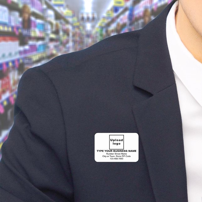 Markenname White Rectangle Namensschild (Build brand name awareness. Your business brand on white rectangle name tag.)