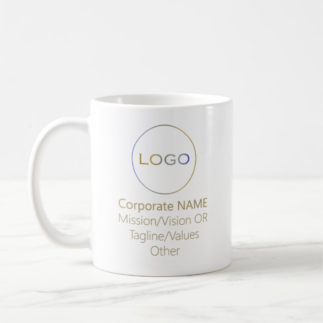 Markenwerbung für das Corporate Round-Logo-Markenz Kaffeetasse (Links)