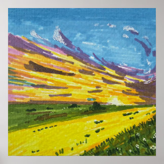 Marker Landscape Painting Poster