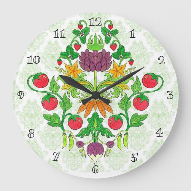 Market Damask Große Wanduhr (Vorderseite)