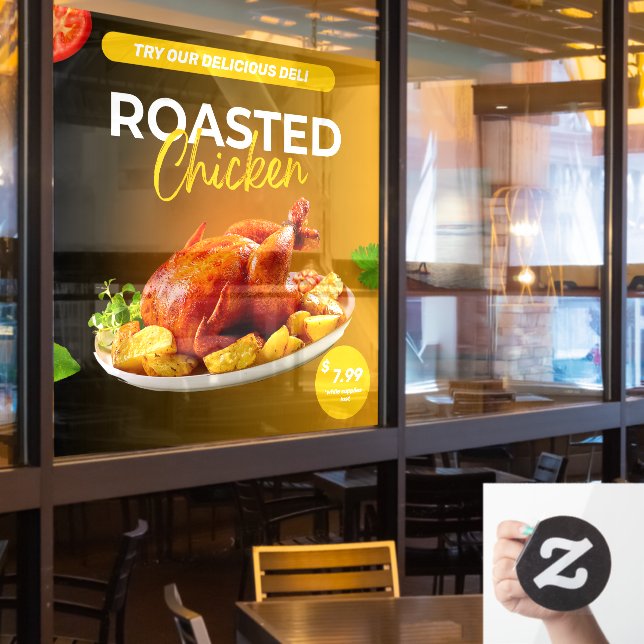 Market Deli geröstetes Hühnerpreisangebot individu Fensteraufkleber (Restaurantfenster)