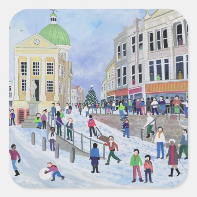 Market Jew Street Penzance Quadratischer Aufkleber (Vorderseite)