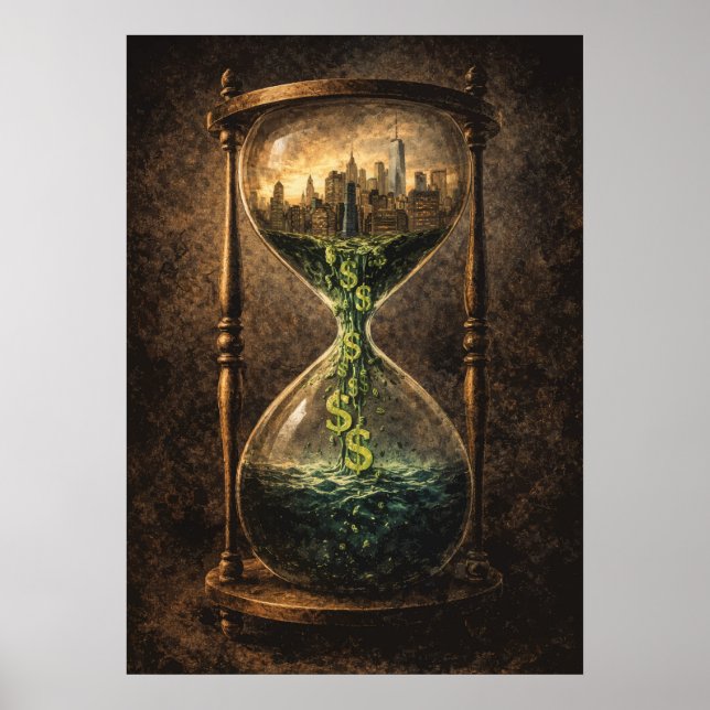 Market Liquidity Hour Glass Day Trading Surreal Poster (Vorne)