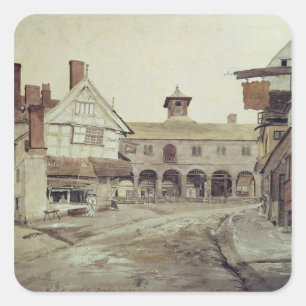 Market Place, Hereford, 1803 Quadratischer Aufkleber