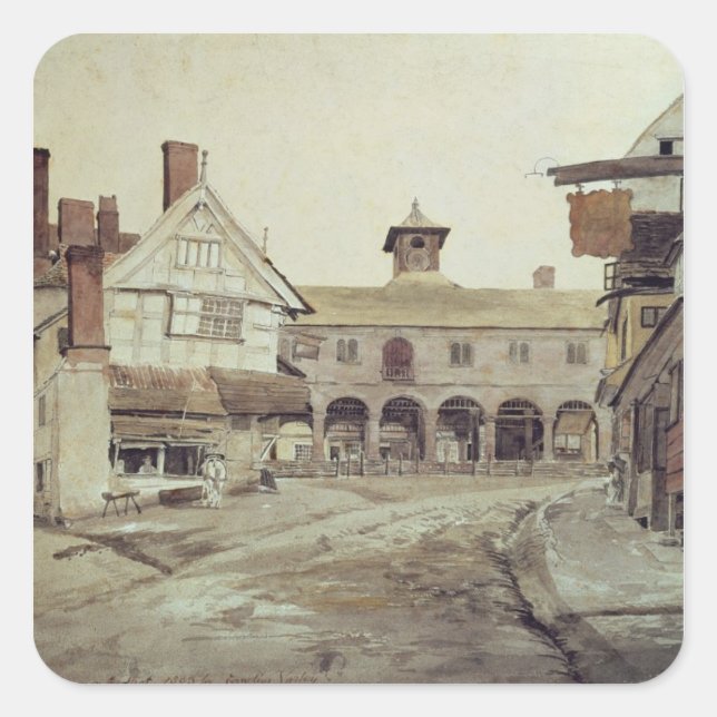 Market Place, Hereford, 1803 Quadratischer Aufkleber (Vorderseite)