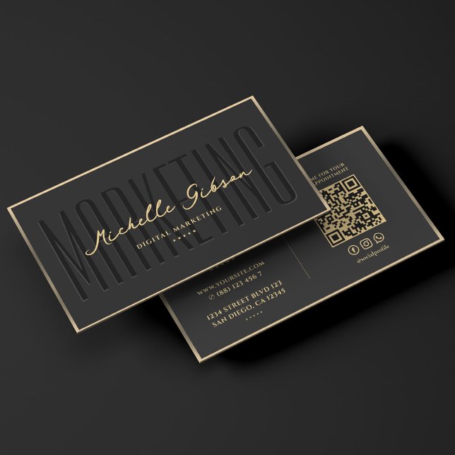 Marketing Beruflich Elegantes Schwarzes Imitat Gol Visitenkarte (Modern Marketing Professional Elegant Black Gold Business Card
)