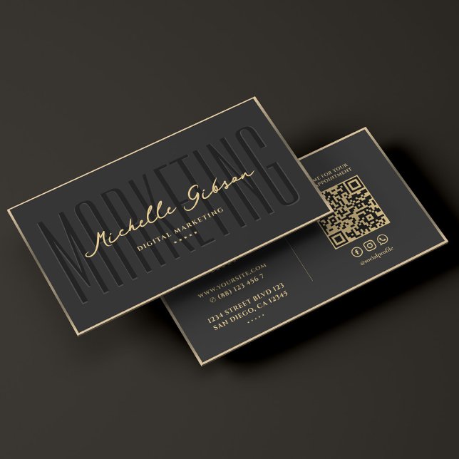 Marketing Beruflich Elegantes Schwarzes Imitat Gol Visitenkarte (Modern Marketing Professional Elegant Black Gold Business Card
)