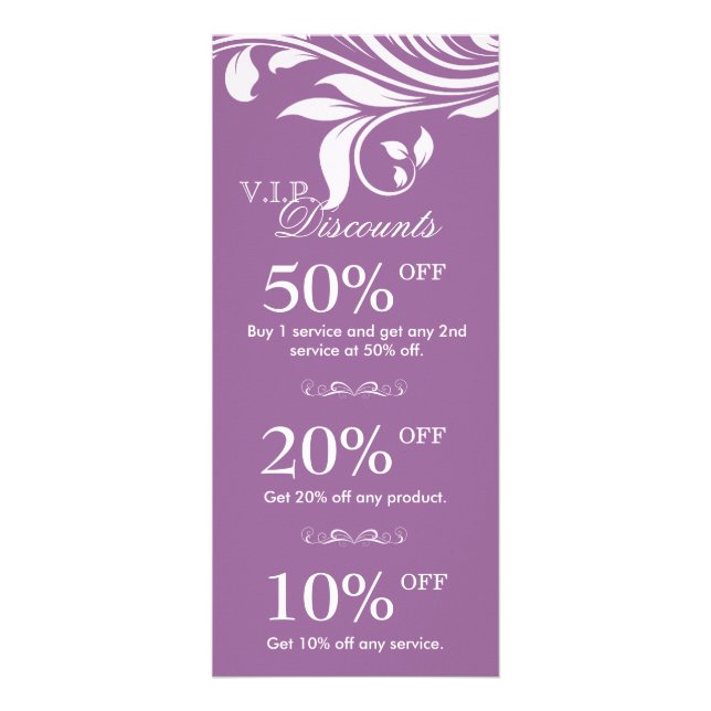 Marketing Cards Elegant Floral White Purple Werbekarte (Vorne)