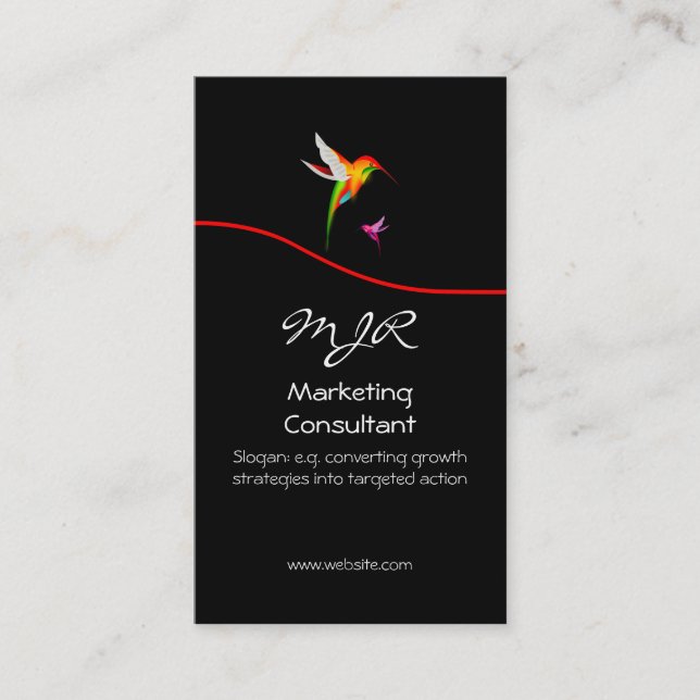 Marketing Consultant, Monogram, Hummingbird Logo Visitenkarte (Vorderseite)