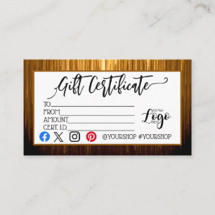 MARKETING IHRES LOGO-Geschenkgutscheins hinzufügen Visitenkarte