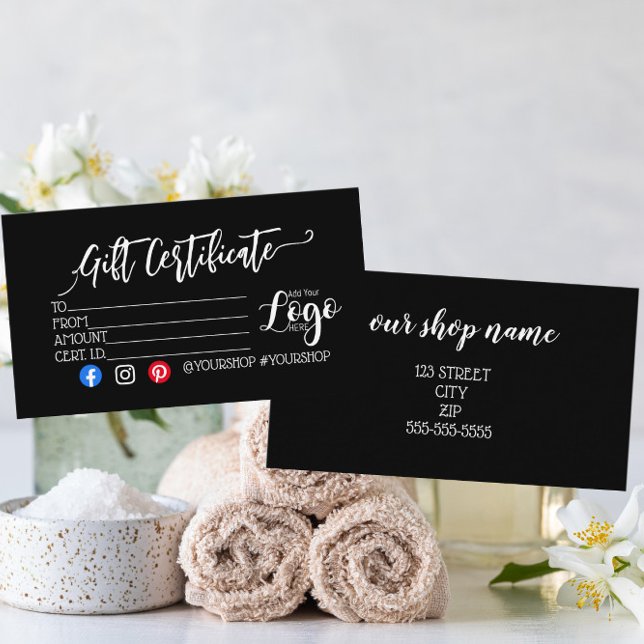 MARKETING IHRES LOGO-Geschenkgutscheins hinzufügen Visitenkarte (Von Creator hochgeladen)