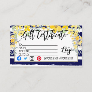 MARKETING IHRES LOGO-Geschenkgutscheins hinzufügen Visitenkarte