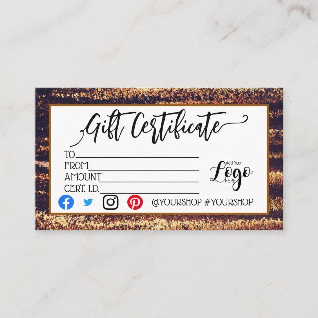 MARKETING IHRES LOGO-Geschenkgutscheins hinzufügen Visitenkarte (Vorderseite)