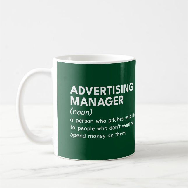 Marketing Manager Job Joke Kaffeetasse (Links)