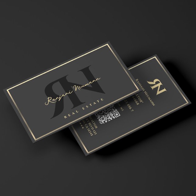 Marketing Professional Black Faux Gold Frame Visitenkarte (Marketing Professional Black Faux Gold Frame Business Card
)
