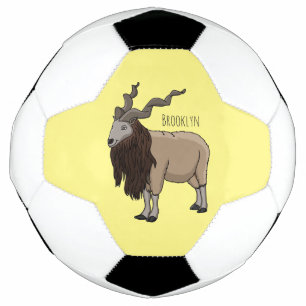 Markhor-Ziegen-Cartoon-Illustration  Fußball