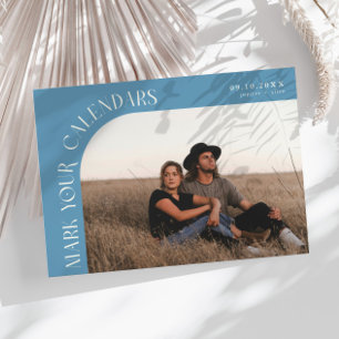 Markieren Sie Ihre Kalender Denim Blau Gebogenes R Save The Date