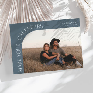 Markieren Sie Ihre Kalender Schieferblaue Gebogene Save The Date