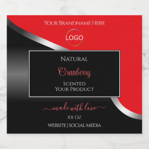 Markierende Labels für Red Black Wavy Silver Logo Alkoholflaschenetikett