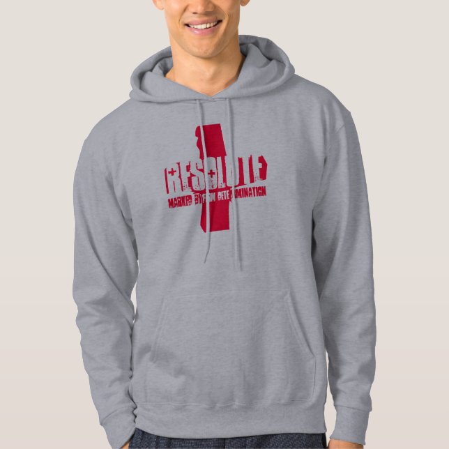 MARKIERT DURCH FESTE ENTSCHLOSSENHEIT, +, FESTES HOODIE (Vorderseite)