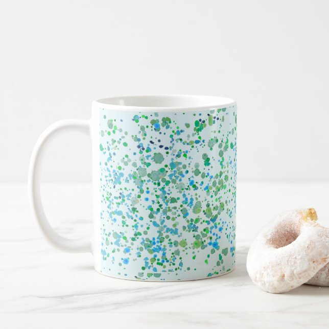 markierte Paint Blue und Green Kaffeetasse (Mit Donut)
